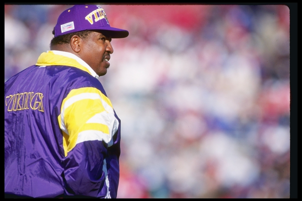 13 Nov 1994:  Minnesota Vikings head coach Dennis Green looks on during a game against the New England Patriots at Foxboro Stadium in Foxboro, Massachusetts.  The Patriots won the game in overtime, 26-20. Mandatory Credit: Simon Bruty  /Allsport